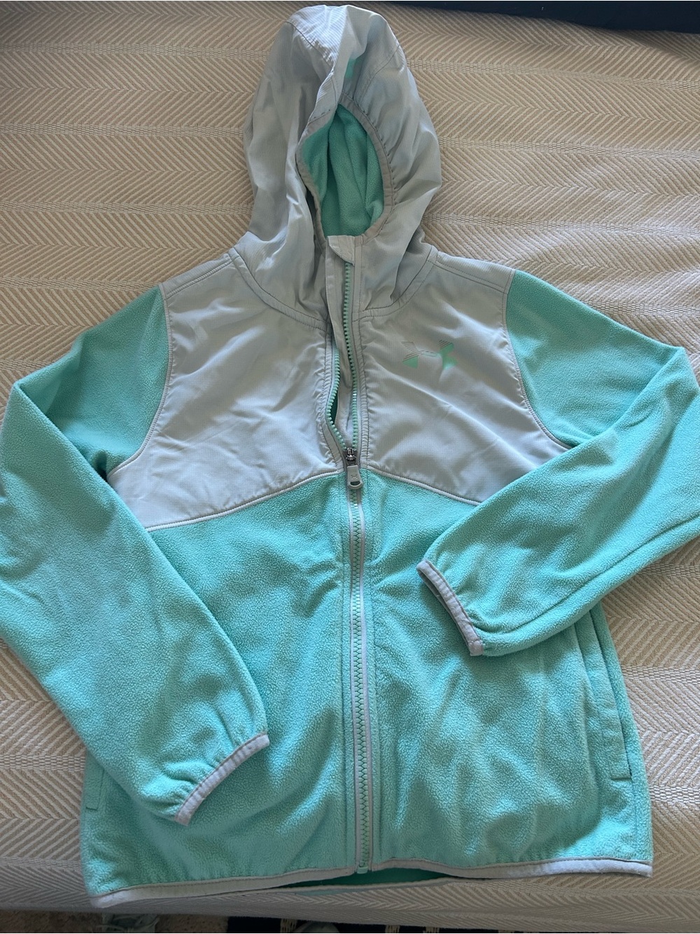 Under Armour Mint Green and Light Gray Kids Hooded Jacket